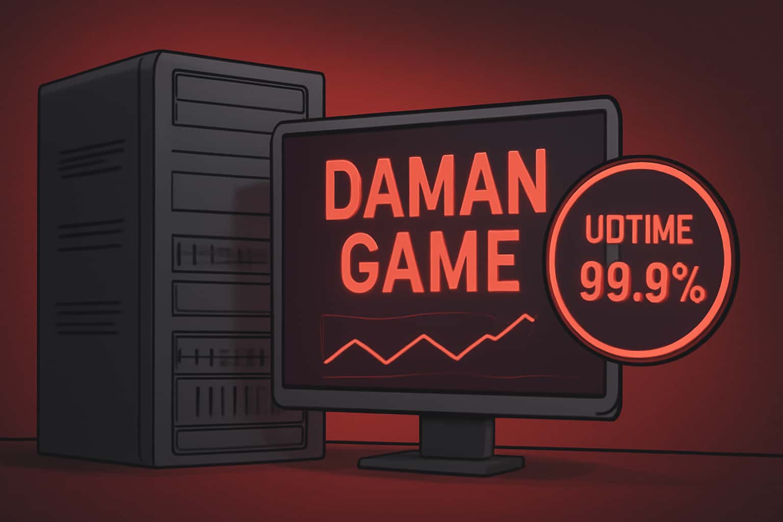 Informational scene showcasing Daman Game Server Uptime status.