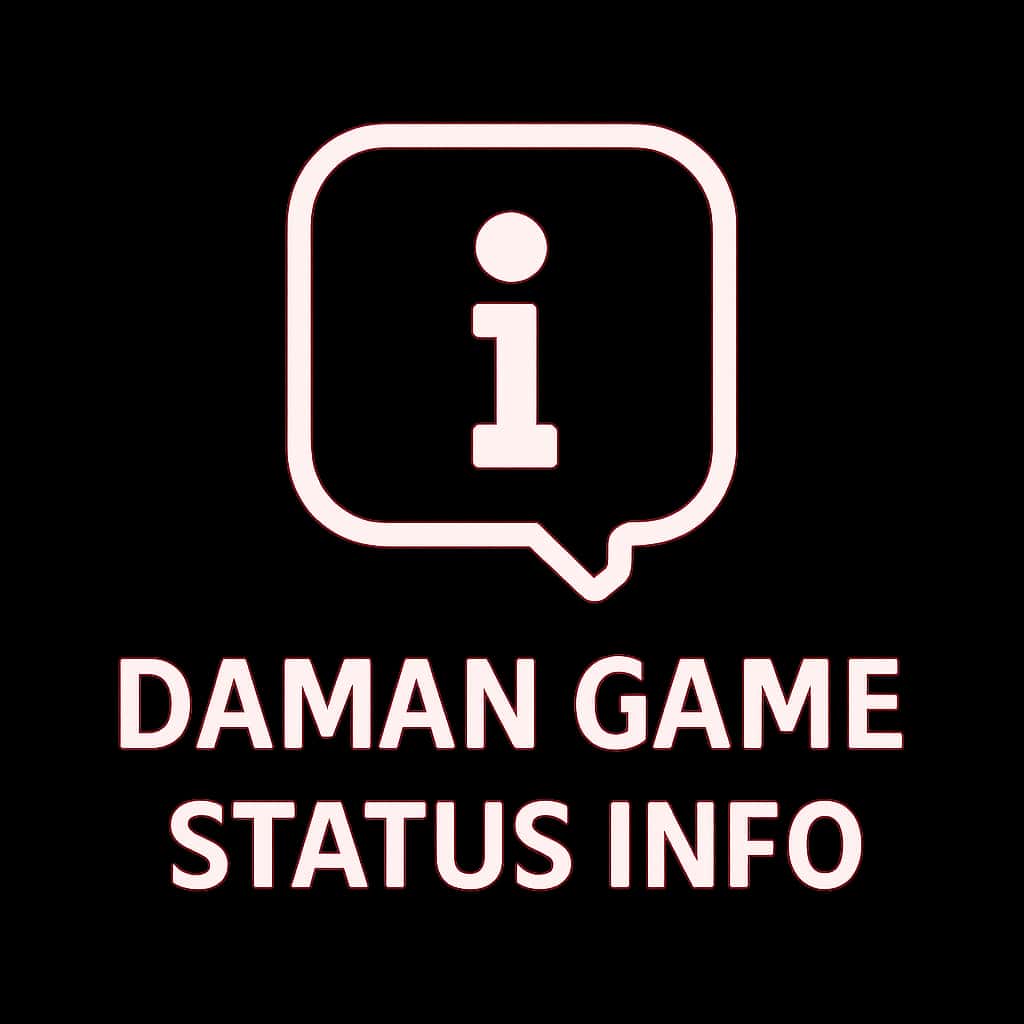 A badge design symbolizing Daman Game Status Info.