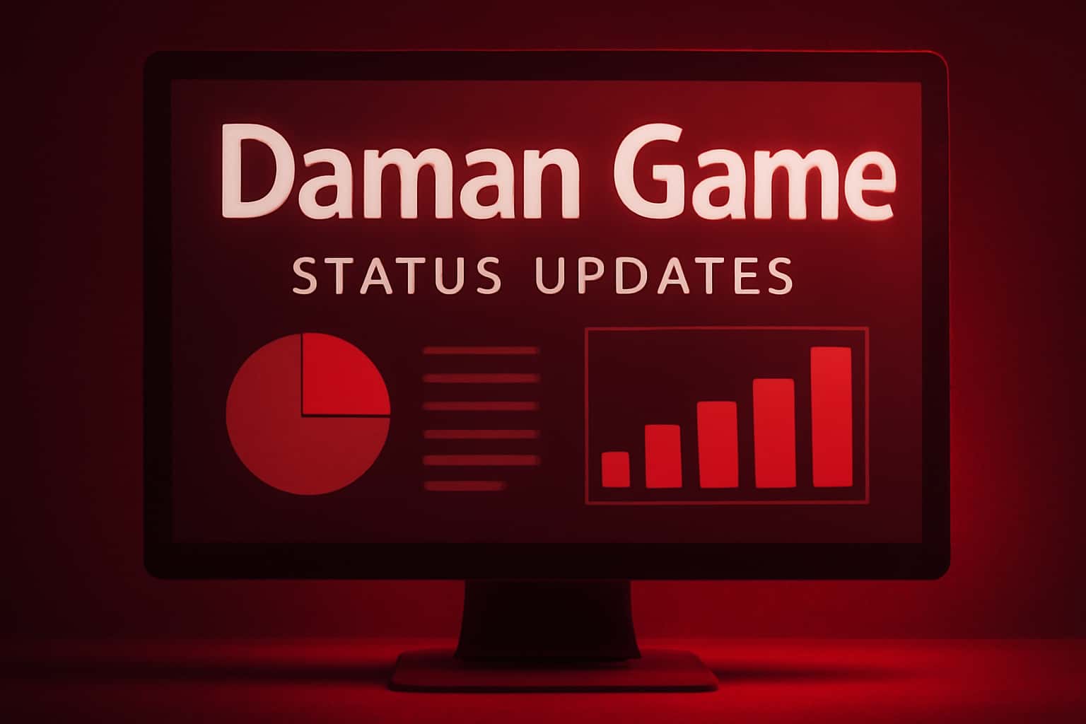 A graphic representation of Daman Game status updates with a sleek design.