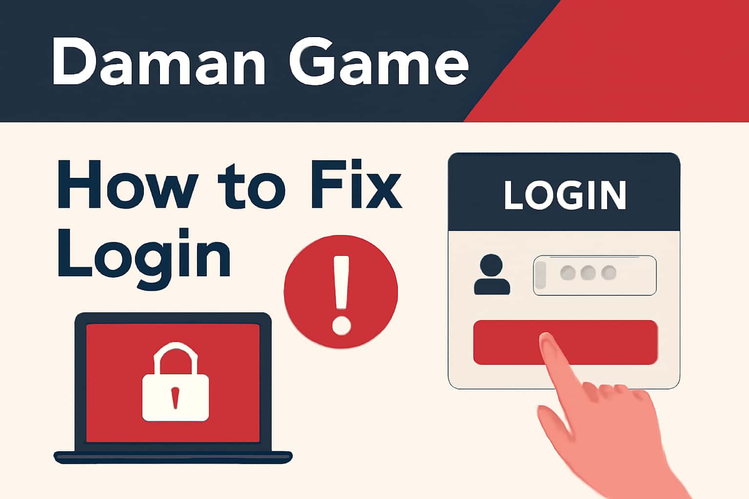A futuristic scene illustrating troubleshooting steps for Daman Game login issues.